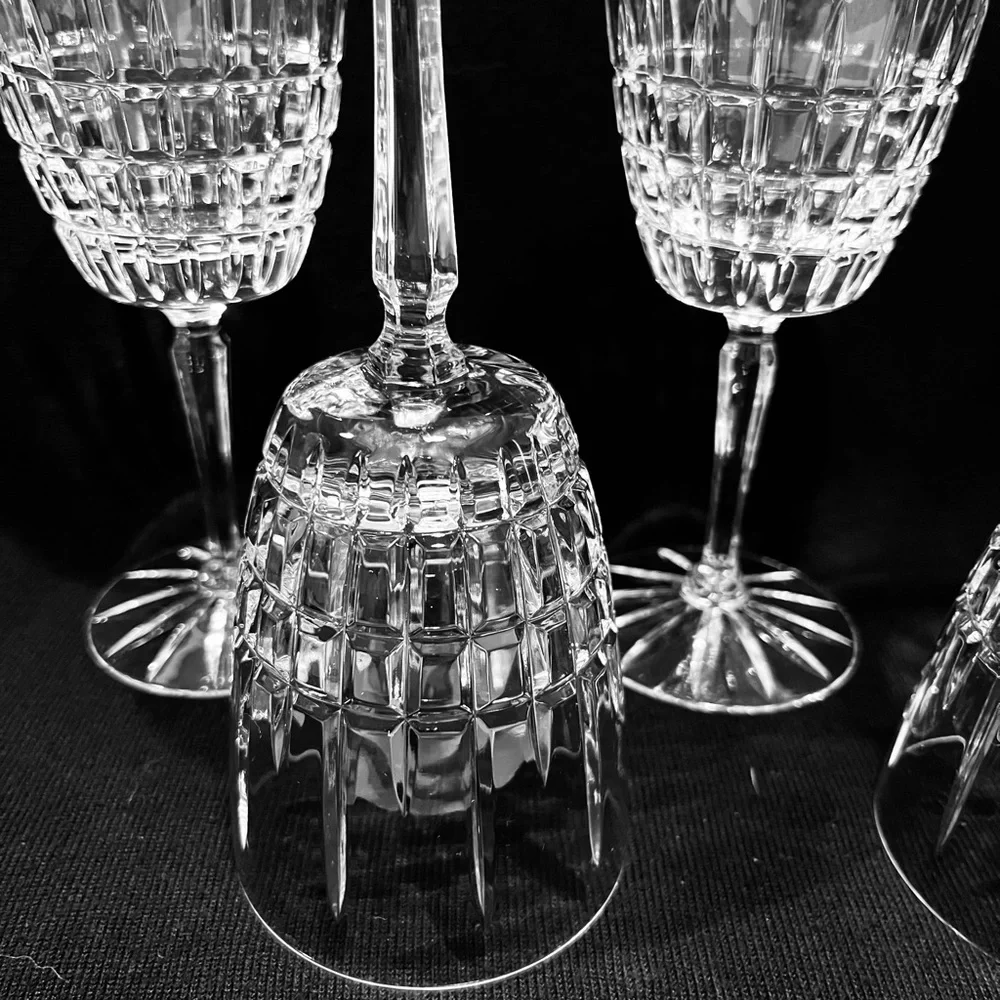 Vintage Val St Lambert Heavy Cut Crystal Water Goblets Set of 3